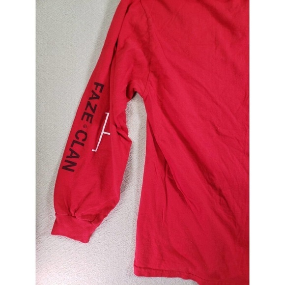 Faze Clan Shirt Mens Large L Red 100% Cotton Long Sleeve Crew Neck Pullover - Picture 8 of 8
